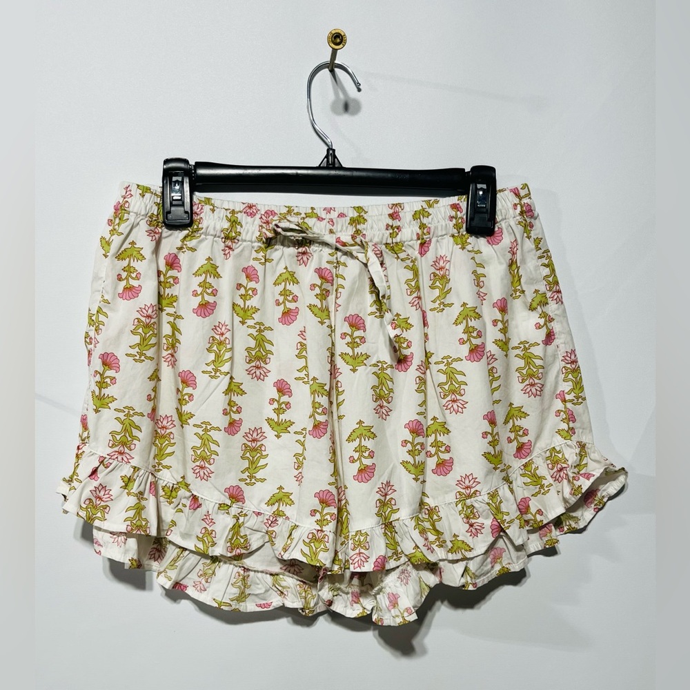 Floral Print Ruffle Pajama Shorts